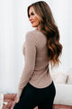 Fostering Friendships Ribbed Long Sleeve Henley Top (Taupe) - NanaMacs