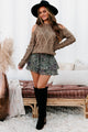 Your Best Years Pom Detailed Cold Shoulder Sweater (Mocha) - NanaMacs