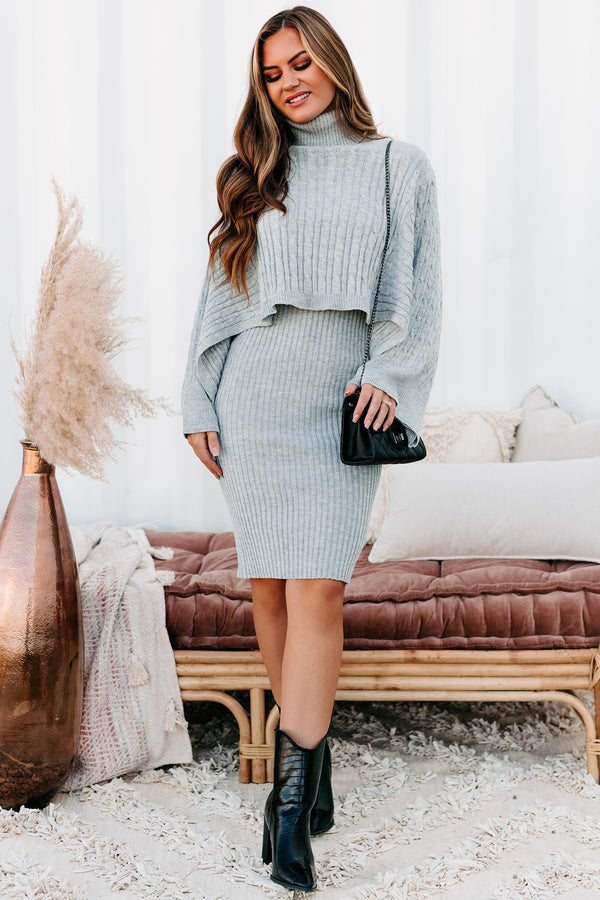 Feel The Warmth Sweater & Dress Set (Heather Gray) - NanaMacs