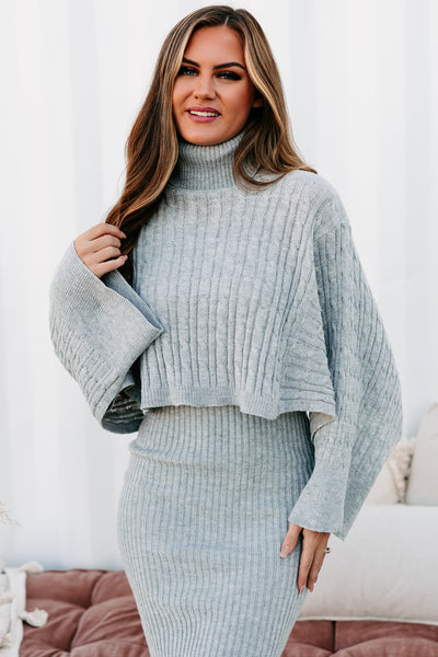 Feel The Warmth Sweater & Dress Set (Heather Gray) - NanaMacs