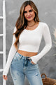 What's The Rush Long Sleeve Crop Top (Off White) - NanaMacs