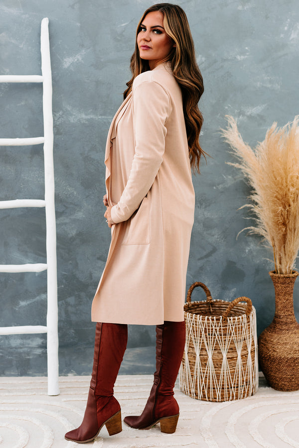 Asking Around Waterfall Draped Trench Coat (Sand) - NanaMacs