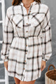 Living For Fall Plaid Button-Front Mini Dress (Off White) - NanaMacs