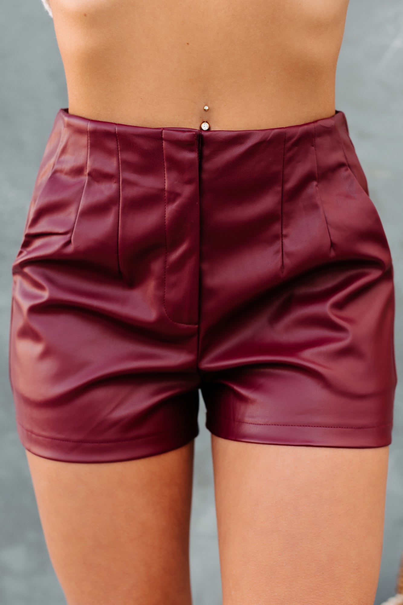 Maroon deals leather shorts