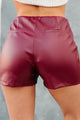 Wise Up Faux Leather Shorts (Wine) - NanaMacs