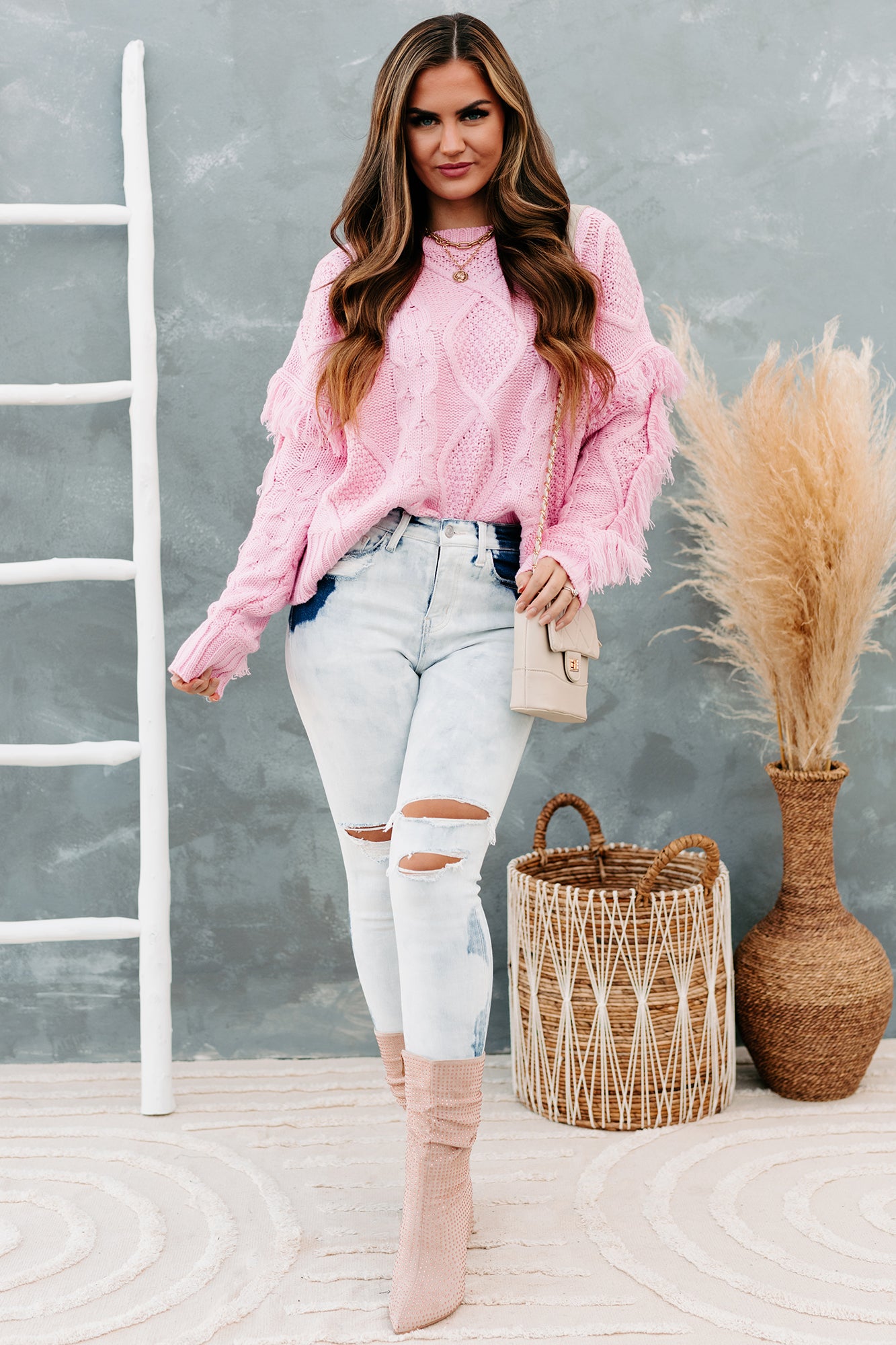 Fringe shop arm sweater