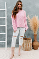 Chilly Greetings Fringe Sleeve Cable Knit Sweater (Pink) - NanaMacs