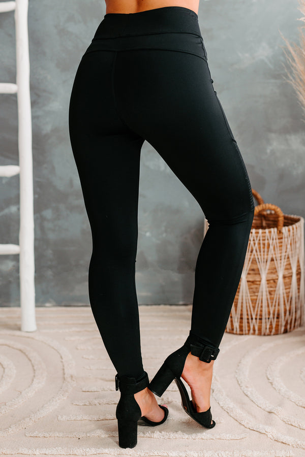 Rough Edges High Waisted Moto Leggings (Black) - NanaMacs