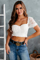 Most Likely To Crush Padded Lace Crop Top (Off White) - NanaMacs