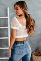Most Likely To Crush Padded Lace Crop Top (Off White) - NanaMacs