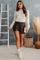 Difference Of Opinion High Waist Faux Leather Shorts (Chocolate Brown) - NanaMacs