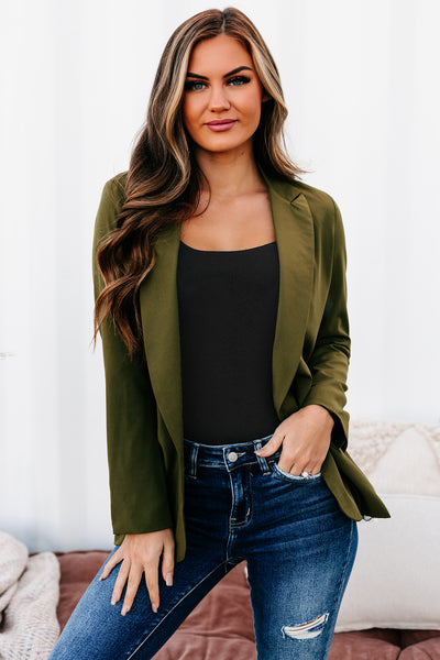 Monthly Projections Open Front Blazer (Olive) - NanaMacs