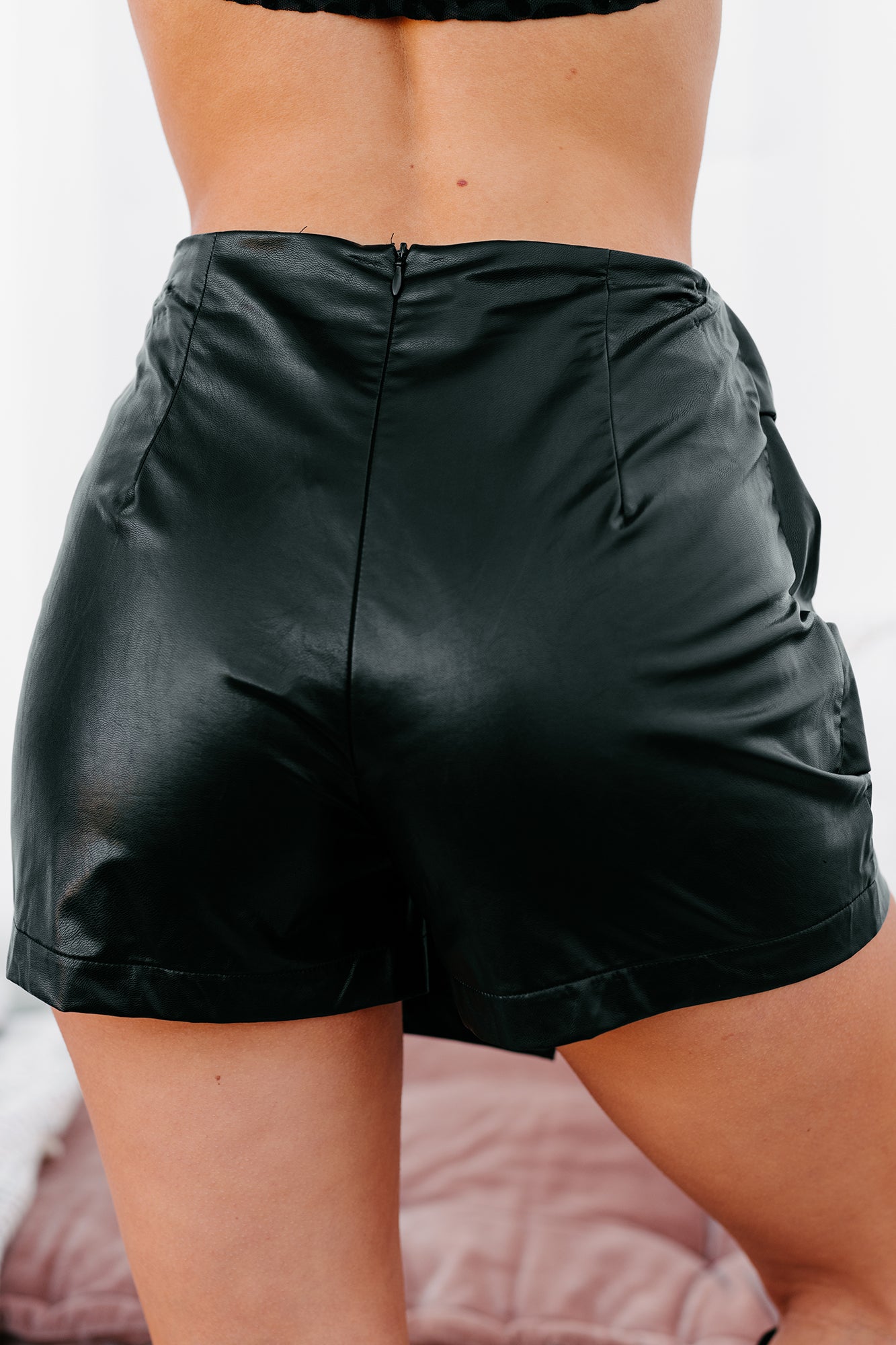 Heartbreak Central Pleated Faux Leather Skort (Black) - NanaMacs