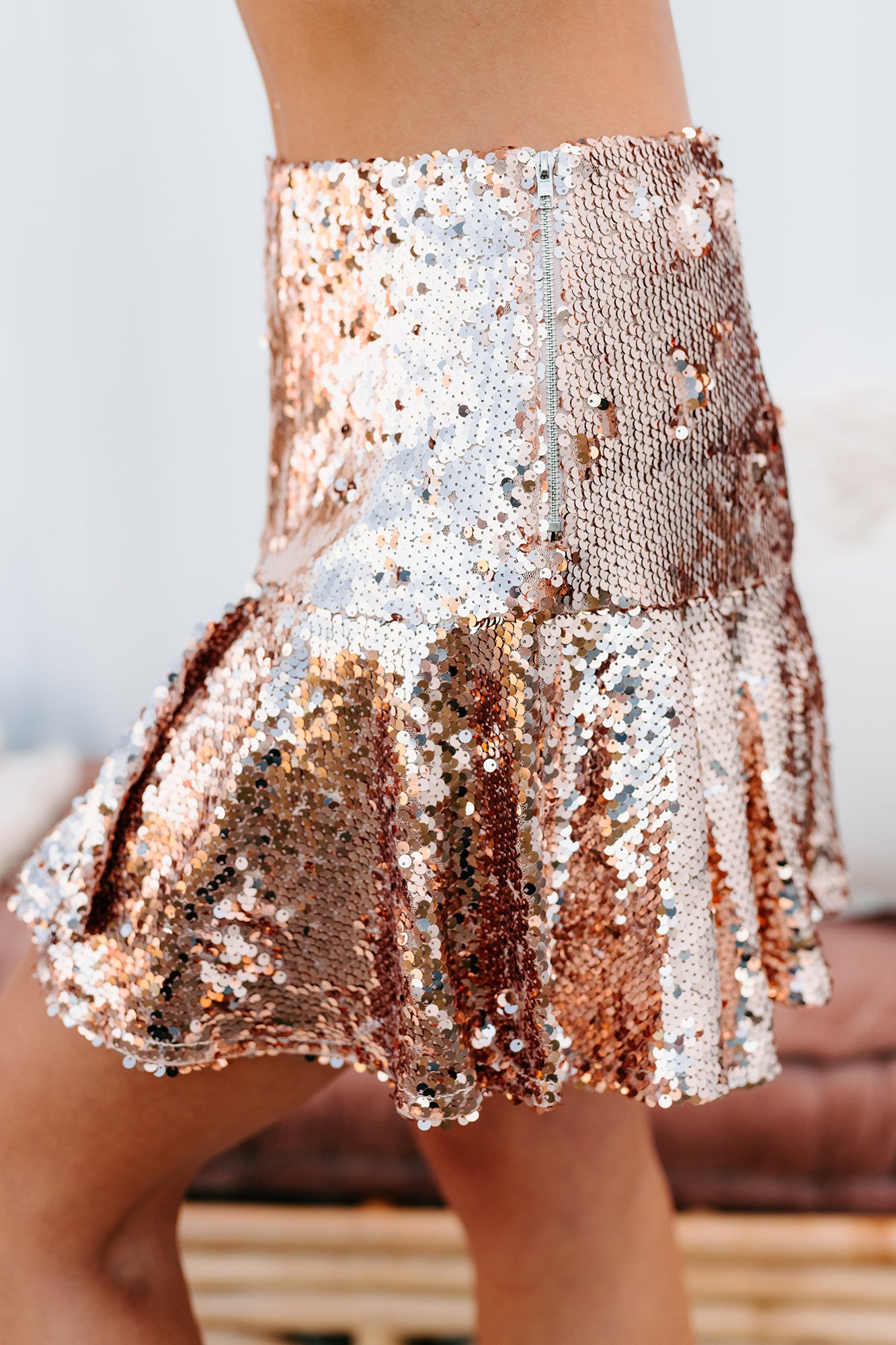 Gold sequin shop flare skirt