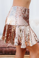 Let It Glow Flared Sequin Mini Skirt (Gold) - NanaMacs