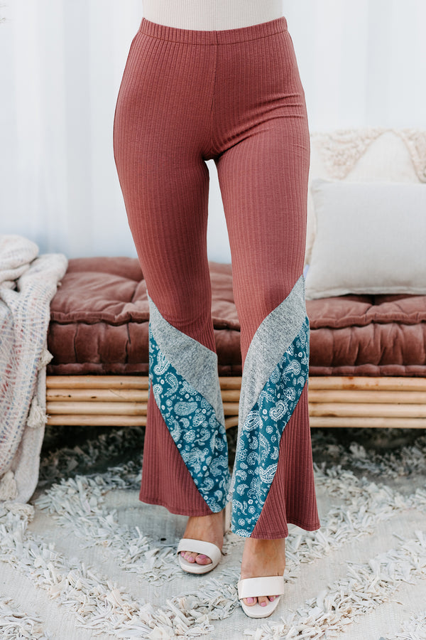 Peaceful Presence High Waist Flare Pants (Cinnamon) - NanaMacs