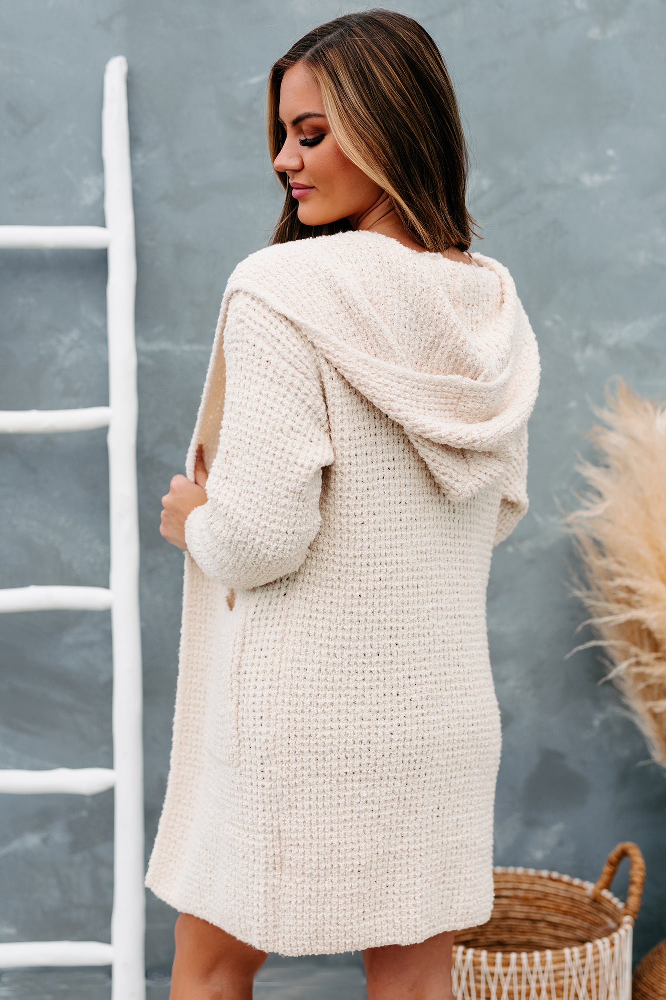 Beige hooded shop cardigan