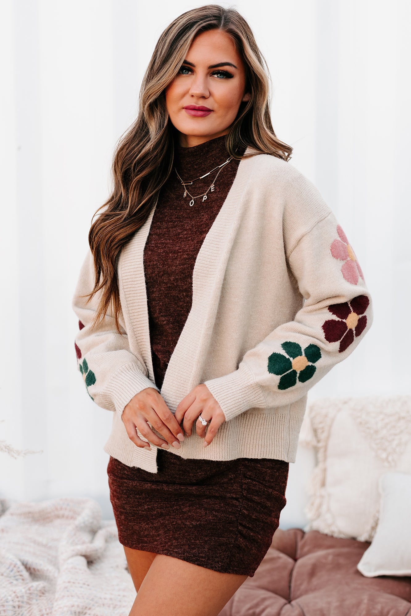 Snuggle Season Floral Sleeve Cardigan (Cream Multi) - NanaMacs