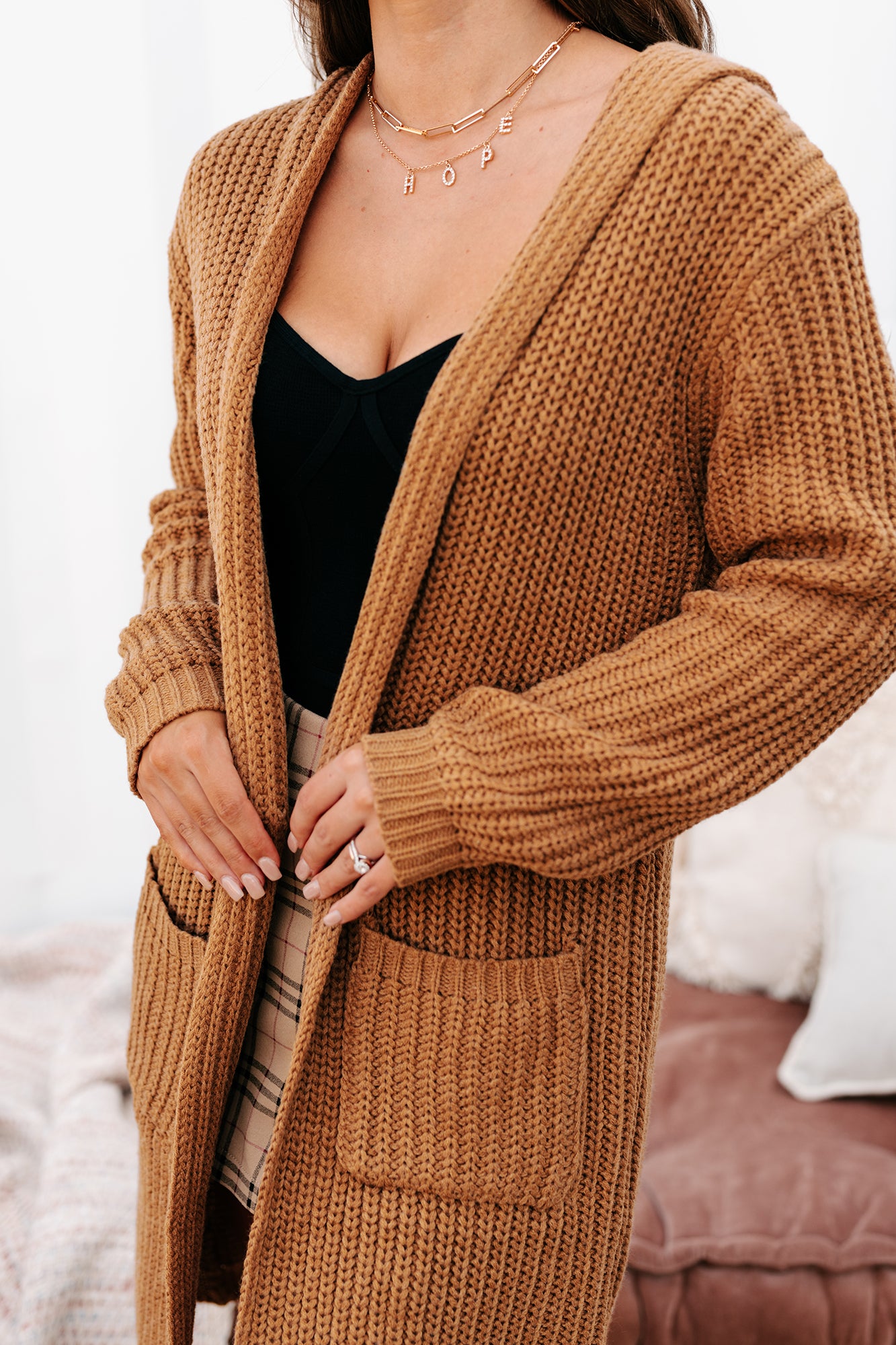 What Really Matters Hooded Cardigan (Camel) - NanaMacs