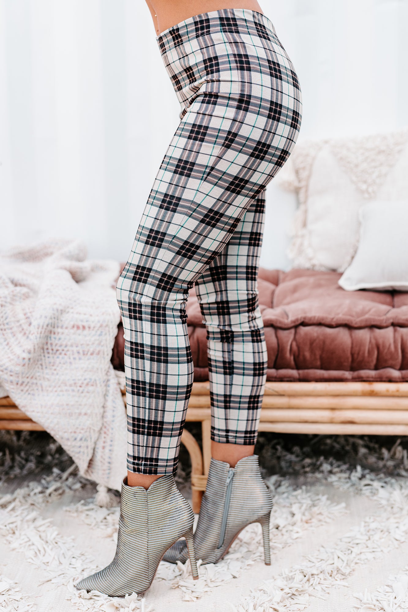 Pressed For Plaid High Waisted Plaid Leggings (Beige) · NanaMacs