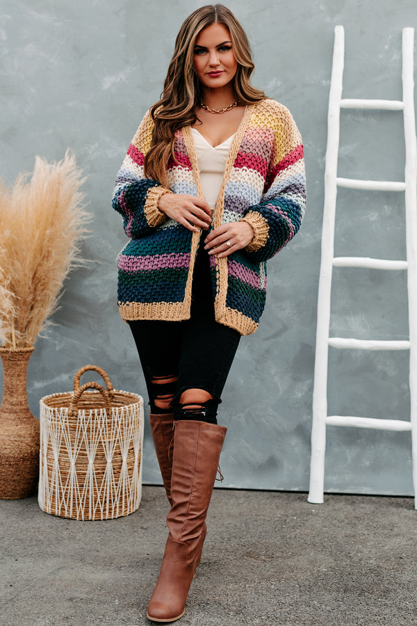 Rainbow Reveal Crochet Knit Cardigan (Neutral Multi) - NanaMacs