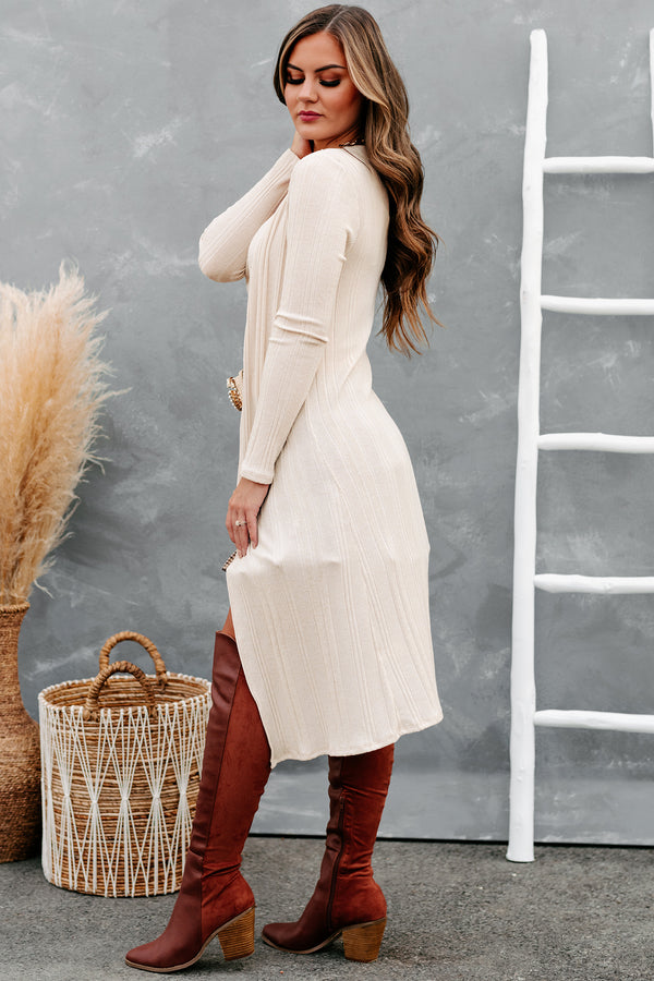 Mutually Exclusive Ribbed Tank Top & Duster Set (Oatmeal) - NanaMacs