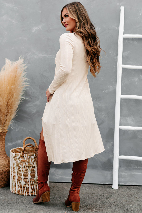 Mutually Exclusive Ribbed Tank Top & Duster Set (Oatmeal) - NanaMacs