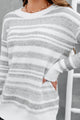 Leone Stripe Crewneck Knit Sweater (Ivory/Grey) - NanaMacs