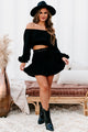 Destined For Date Night Long Sleeve Crop Top & Mini Skirt Set (Black) - NanaMacs