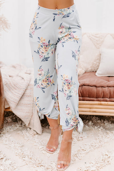 Floral Fever NanaMacs Original Split Leg Floral Print Pants (Chambray) - NanaMacs