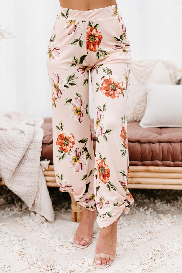 Floral Fever NanaMacs Original Split Leg Floral Print Pants (Peach) - NanaMacs