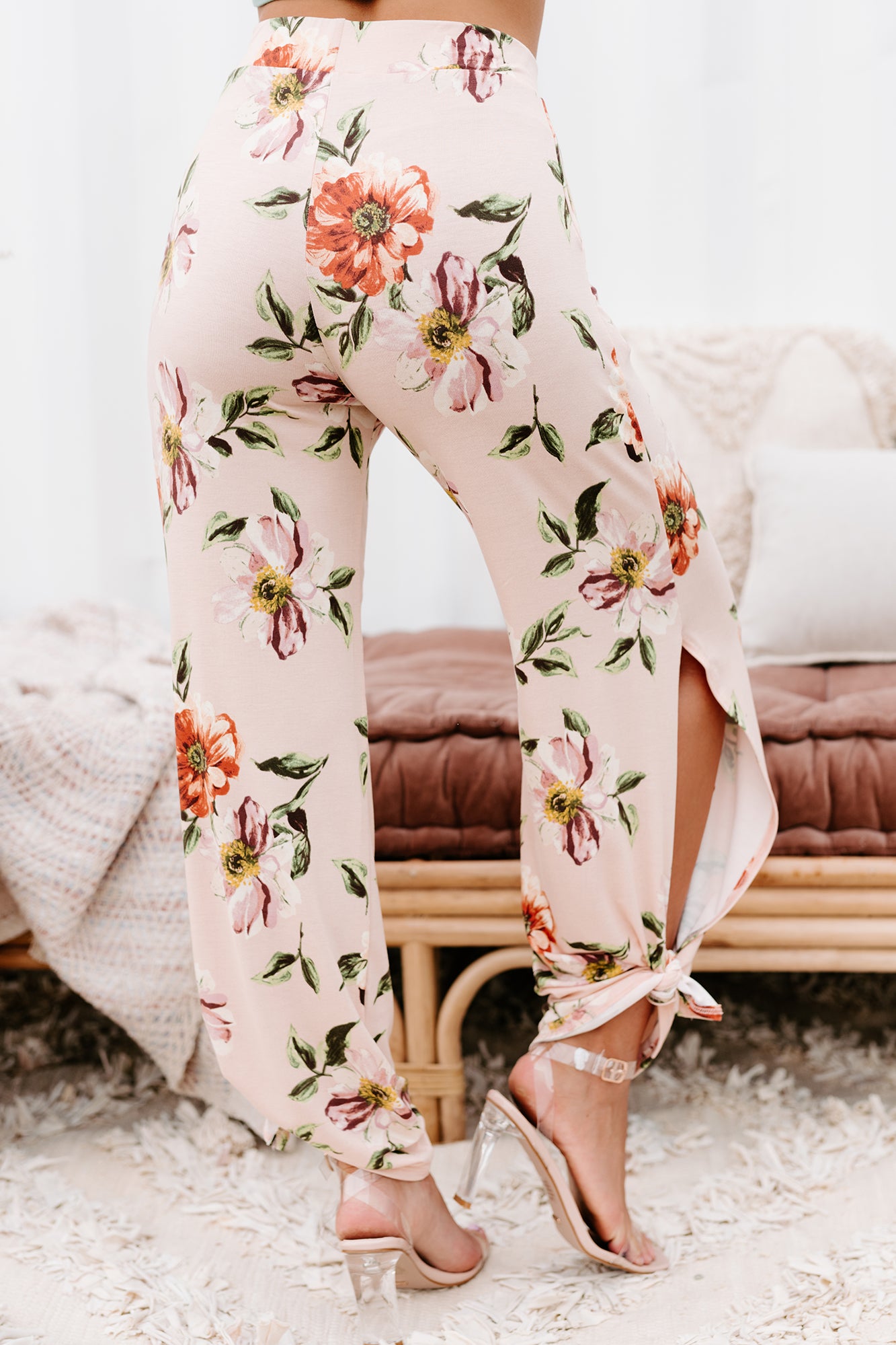 Floral Fever NanaMacs Original Split Leg Floral Print Pants (Peach) - NanaMacs