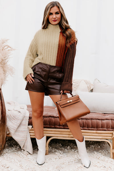 Falling Leaves Color Block Sweater (Brick Combo) - NanaMacs