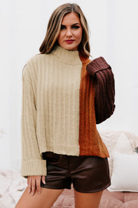 Falling Leaves Color Block Sweater (Brick Combo) - NanaMacs
