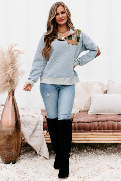 Game Day Quilted Plaid Pullover (Grey) - NanaMacs