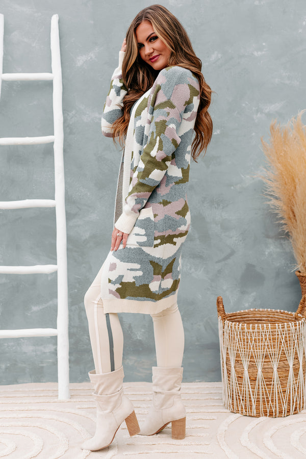 Commanding Attention Camo Printed Cardigan (Cream Multi) - NanaMacs