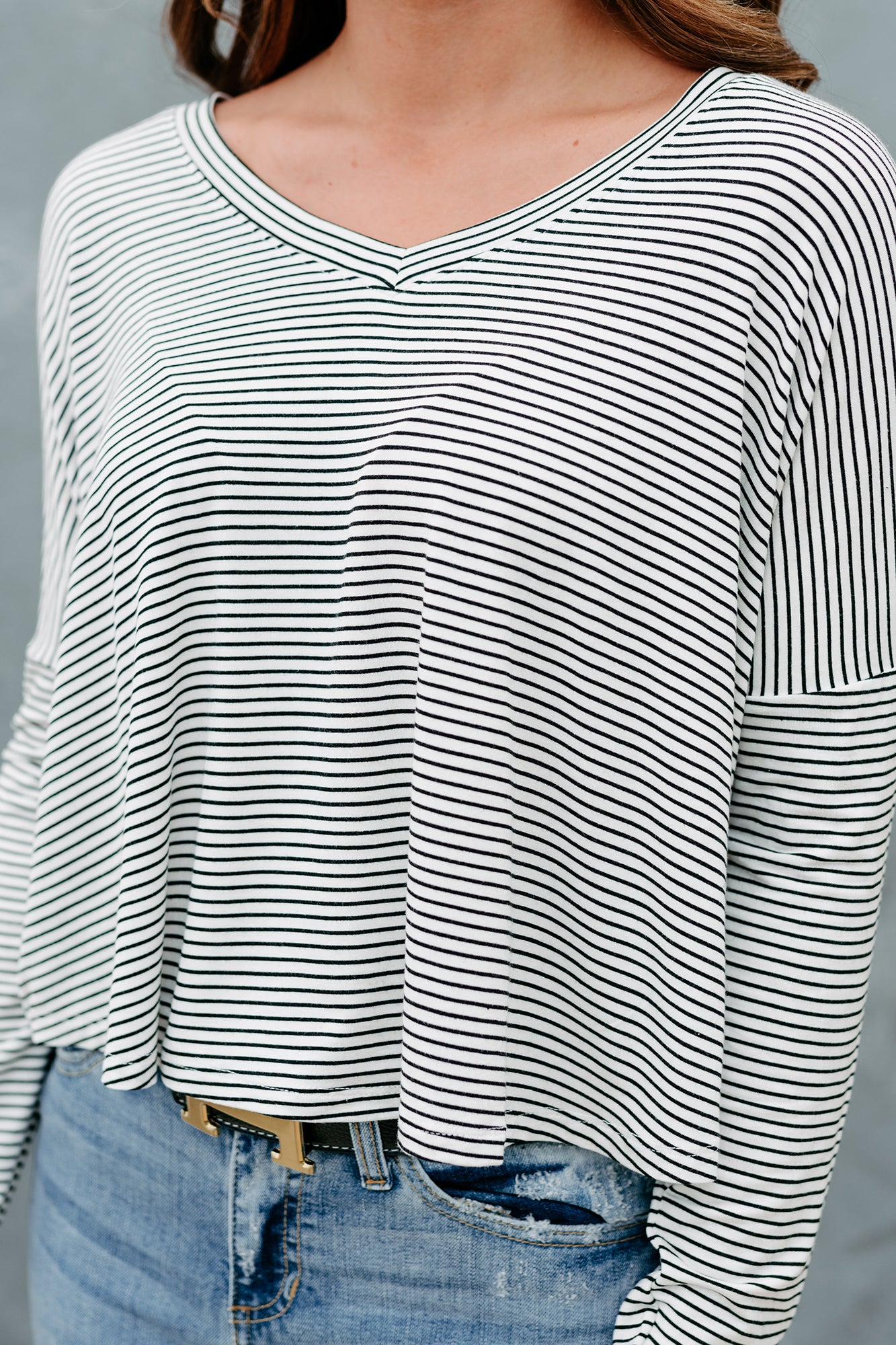 Ride The Line Striped Long Sleeve Top (White/Black) - NanaMacs