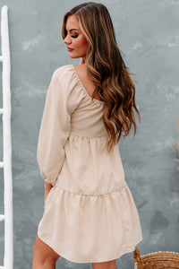 Carlinn Off-The-Shoulder Tiered Dress (Taupe) - NanaMacs