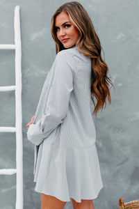 Subtle Drama Long Sleeve Striped Shirt Dress (Black Stripe) - NanaMacs