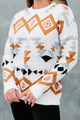 Judie Patterned Crew Neck Knit Sweater (Ivory) - NanaMacs