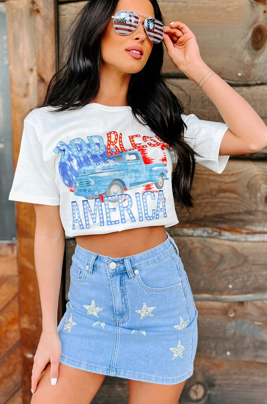 "God Bless America" Graphic T-Shirt (White) - Print On Demand - NanaMacs