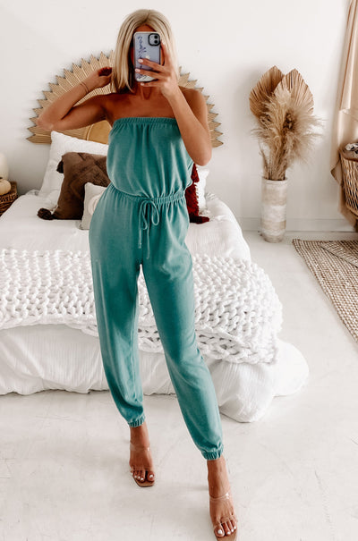 Living In It Strapless Jumpsuit (Nile Blue) - NanaMacs