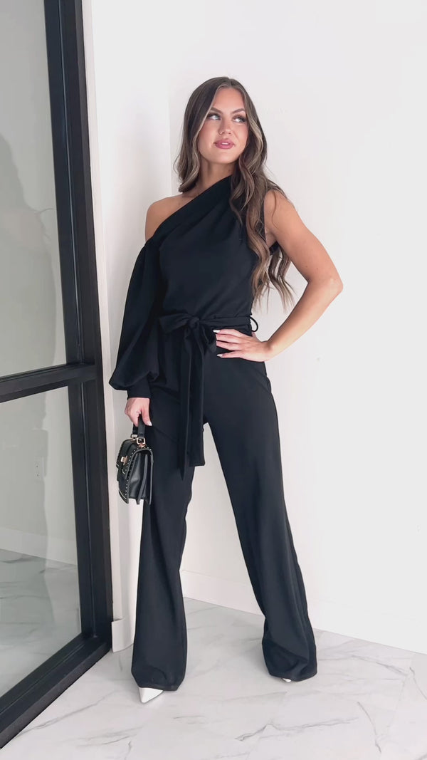 Style Icon Asymmetric Jumpsuit (Black) - NanaMacs