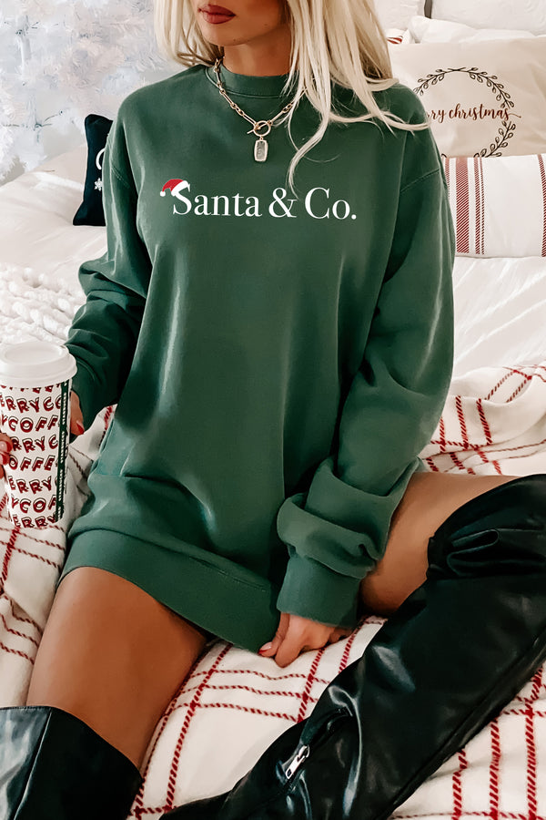 "Santa & Co." Heavyweight Graphic Crewneck (Alpine Green) - Print On Demand - NanaMacs