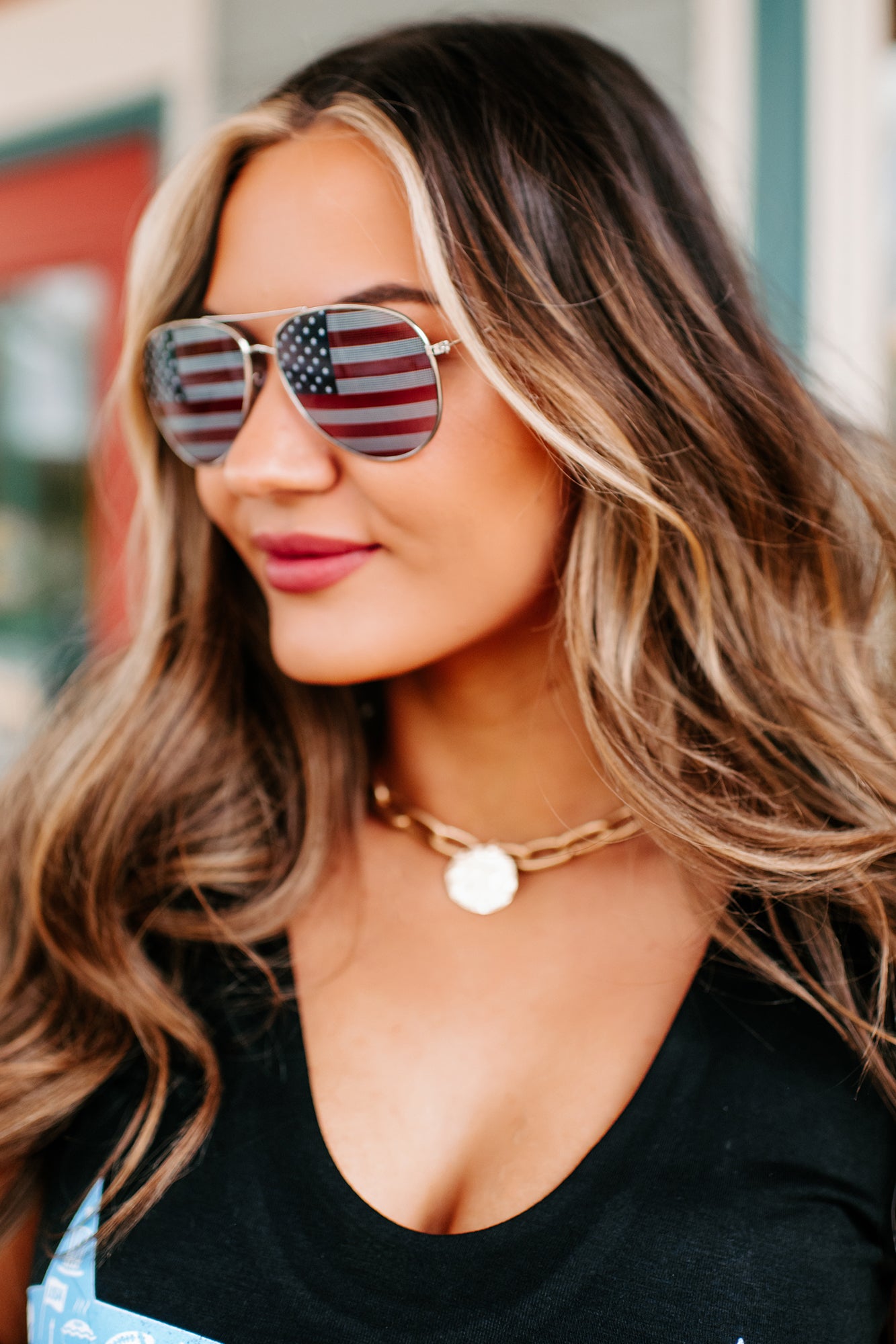 Taking Flight American Flag Aviator Sunglasses (Silver) - NanaMacs