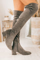 Missed Your Chance Thigh High Boots (Grey Suede) - NanaMacs
