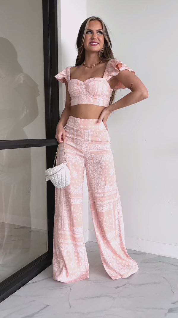 Sweet In Charolette Paisley Print Two-Piece Set (Pink) - NanaMacs