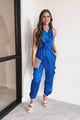 Sultry But Sweet Satin Jumpsuit (French Blue)