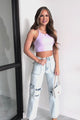 No Problems Here Ribbed Halter Crop Top (Lilac)