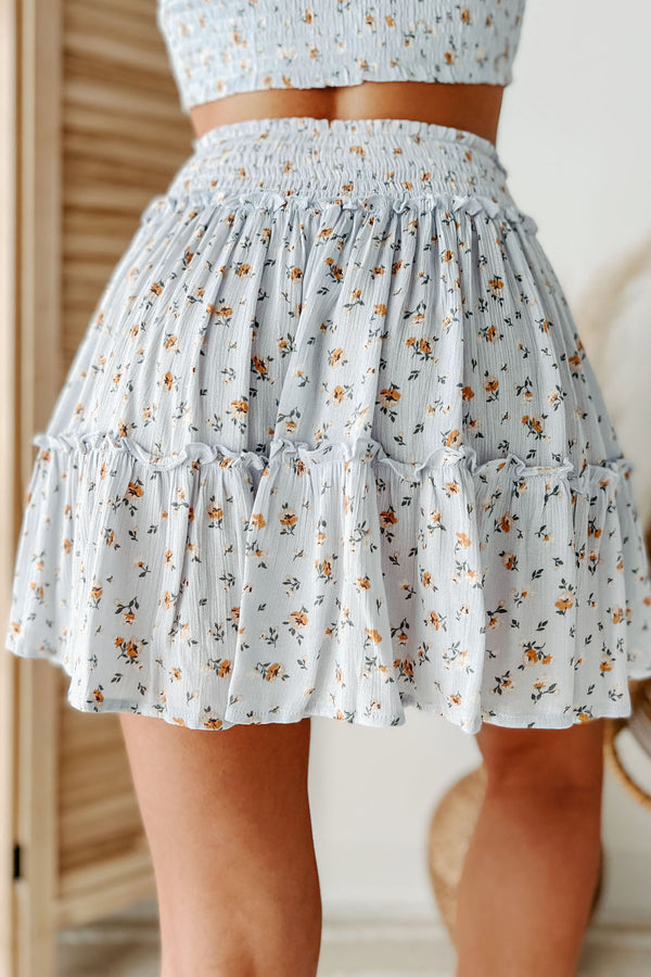 Total Cutie Floral Two-Piece Skirt Set (Light Blue) - NanaMacs